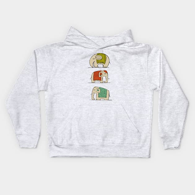 Colorful Elephants Kids Hoodie by RioDesign2020